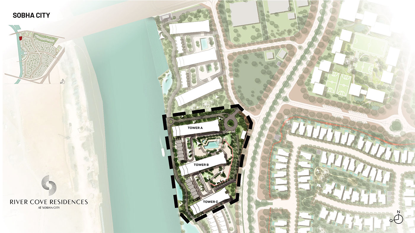 Villaments at River Cove Residences at Sobha City, Abu Dhabi Location Image